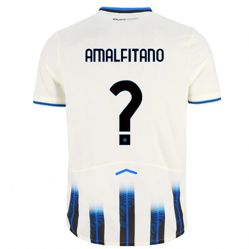 Danxen Uomo Maglia Nicolò Amalfitano #0 Bianco Blu Kit Gara Away 2025/26 Maglietta