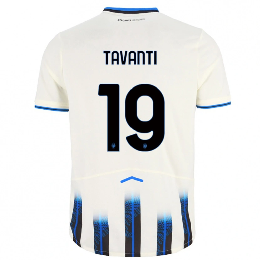 Danxen Uomo Maglia Mattia Tavanti #19 Bianco Blu Kit Gara Away 2025/26 Maglietta