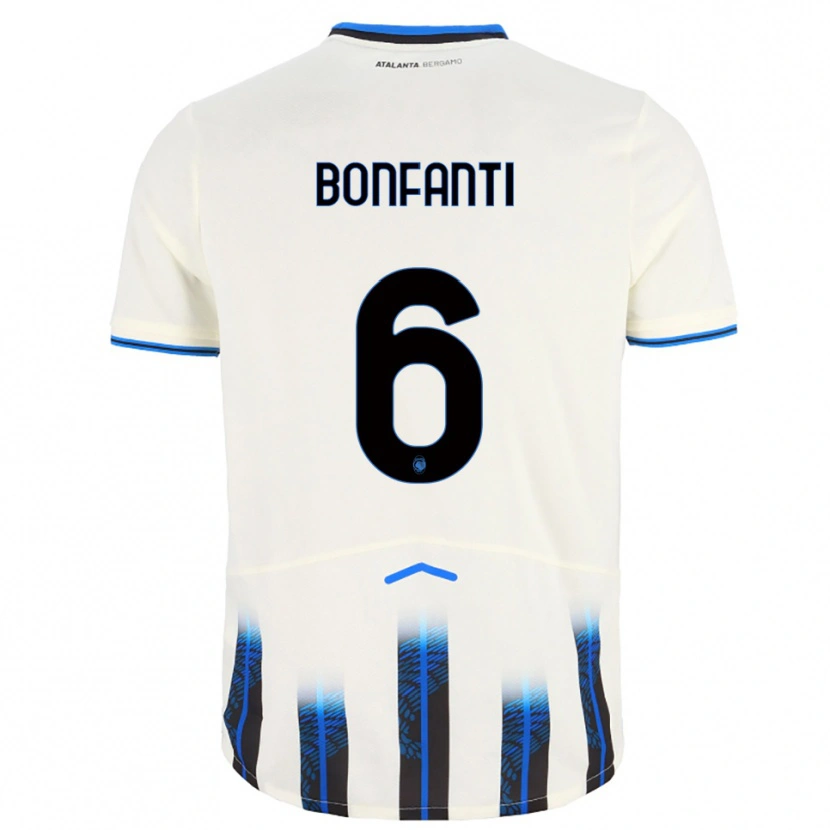 Danxen Uomo Maglia Giovanni Bonfanti #6 Bianco Blu Kit Gara Away 2025/26 Maglietta