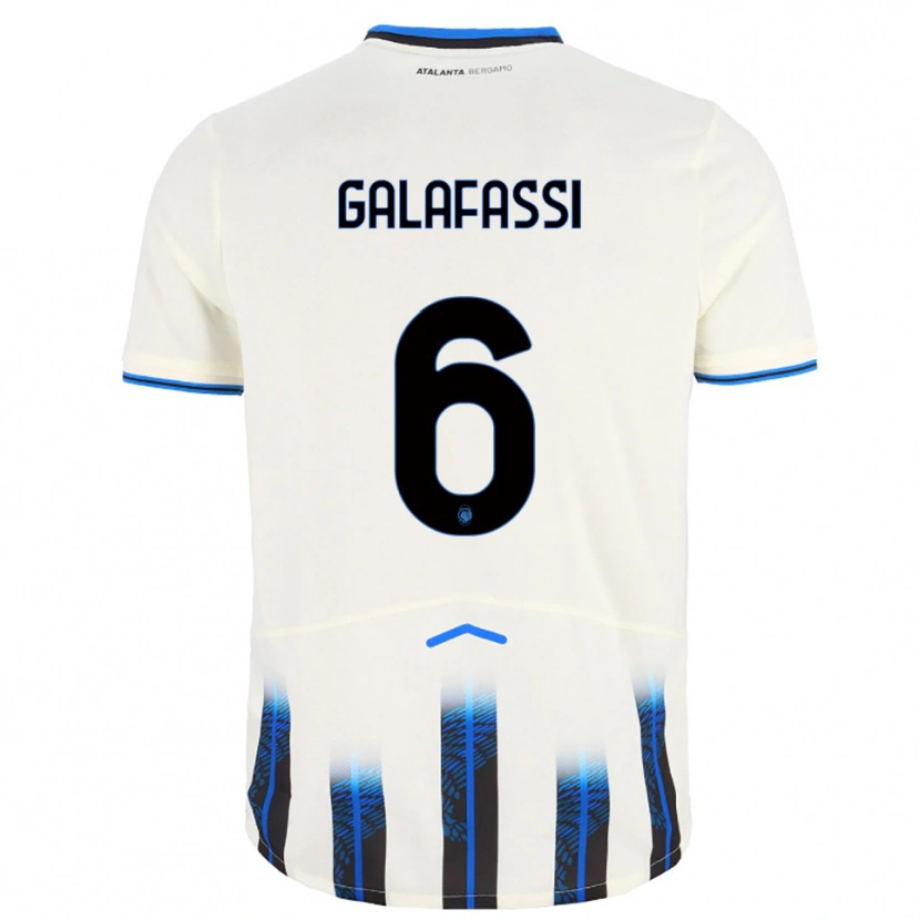 Danxen Uomo Maglia Filippo Galafassi #6 Bianco Blu Kit Gara Away 2025/26 Maglietta