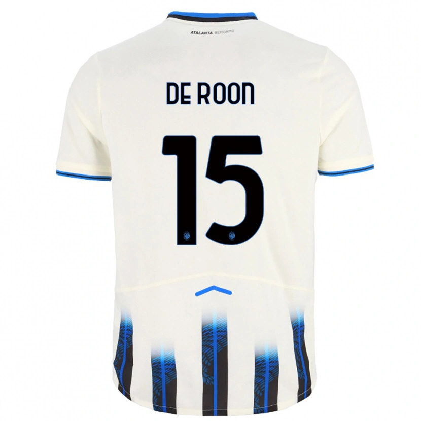 Danxen Uomo Maglia Marten De Roon #15 Bianco Blu Kit Gara Away 2025/26 Maglietta