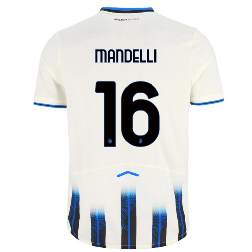 Danxen Uomo Maglia Giulia Mandelli #16 Bianco Blu Kit Gara Away 2025/26 Maglietta