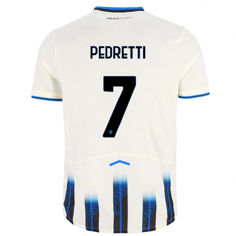 Danxen Uomo Maglia Mattia Pedretti #7 Bianco Blu Kit Gara Away 2025/26 Maglietta