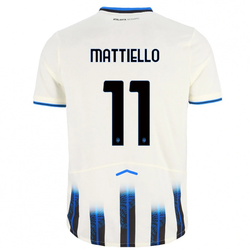 Danxen Uomo Maglia Federico Mattiello #11 Bianco Blu Kit Gara Away 2025/26 Maglietta