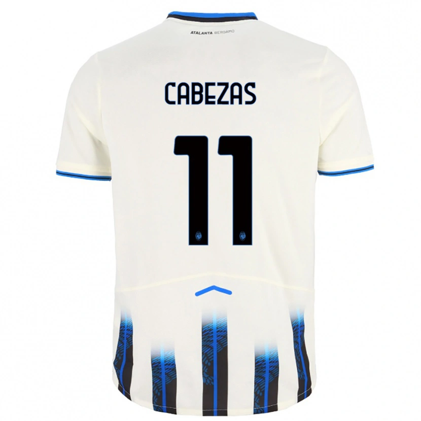 Danxen Uomo Maglia Bryan Cabezas #11 Bianco Blu Kit Gara Away 2025/26 Maglietta