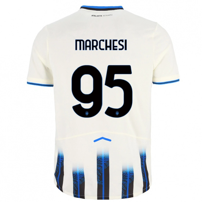 Danxen Uomo Maglia Silvia Marchesi #95 Bianco Blu Kit Gara Away 2025/26 Maglietta