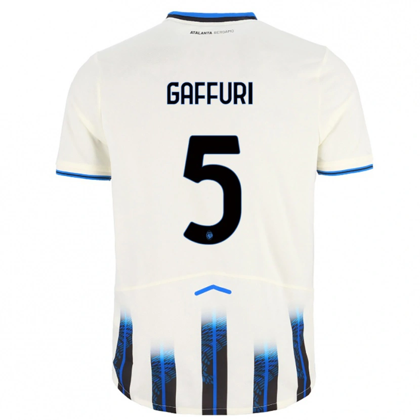 Danxen Uomo Maglia Metash Gaffuri #5 Bianco Blu Kit Gara Away 2025/26 Maglietta