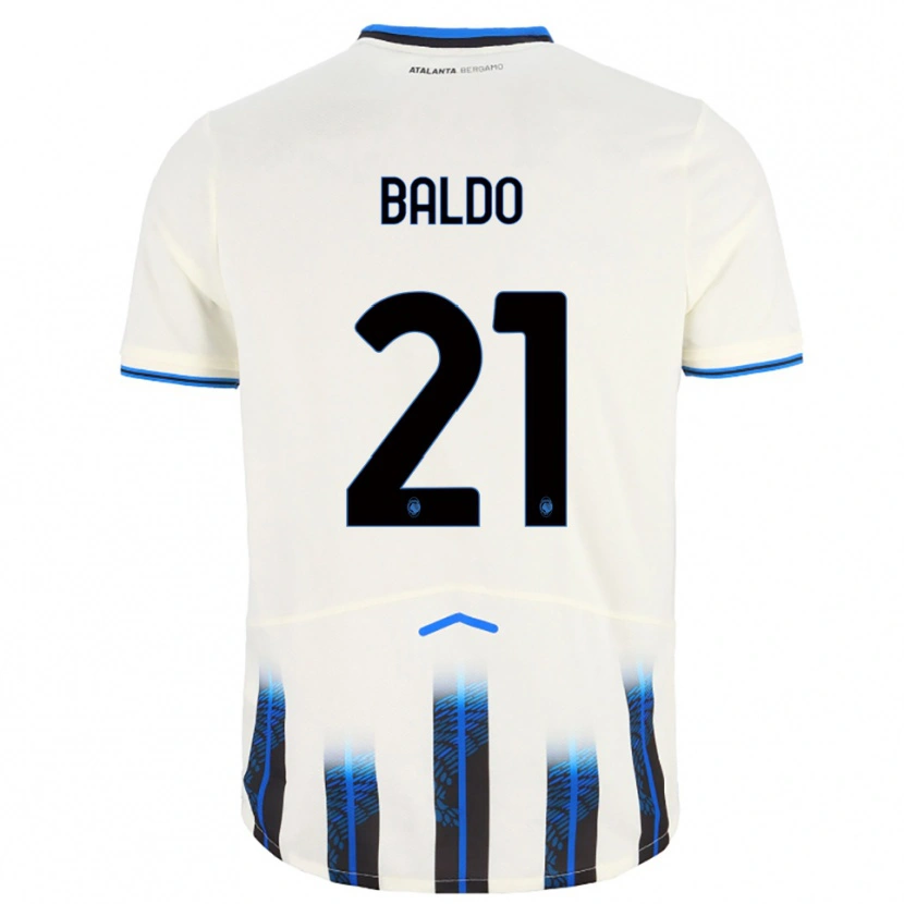 Danxen Uomo Maglia Nicolò Baldo #21 Bianco Blu Kit Gara Away 2025/26 Maglietta