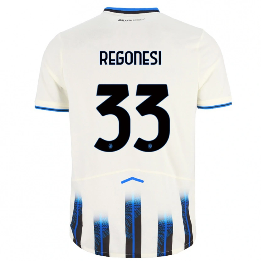 Danxen Uomo Maglia Iacopo Regonesi #33 Bianco Blu Kit Gara Away 2025/26 Maglietta