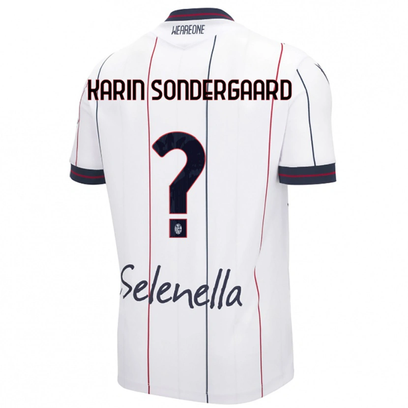 Danxen Uomo Maglia Alice Karin Sondergaard #0 Bianco Blu Royal Kit Gara Away 2025/26 Maglietta