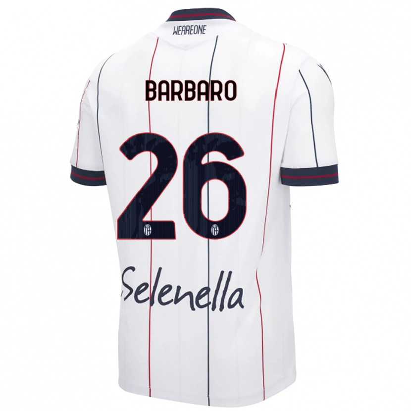 Danxen Uomo Maglia Elia Barbaro #26 Bianco Blu Royal Kit Gara Away 2025/26 Maglietta