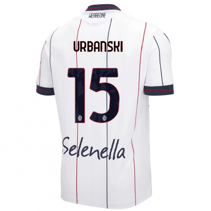 Danxen Uomo Maglia Dominik Urbanski #15 Bianco Blu Royal Kit Gara Away 2025/26 Maglietta