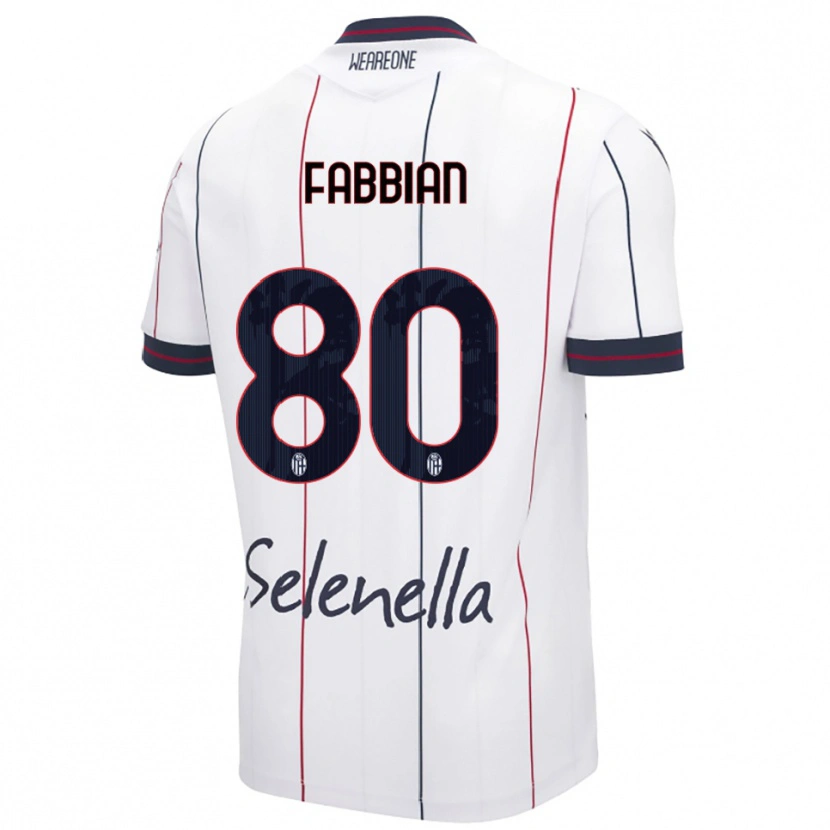 Danxen Uomo Maglia Giovanni Fabbian #80 Bianco Blu Royal Kit Gara Away 2025/26 Maglietta