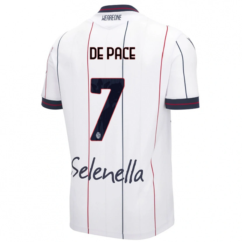 Danxen Uomo Maglia Piervincenzo De Pace #7 Bianco Blu Royal Kit Gara Away 2025/26 Maglietta