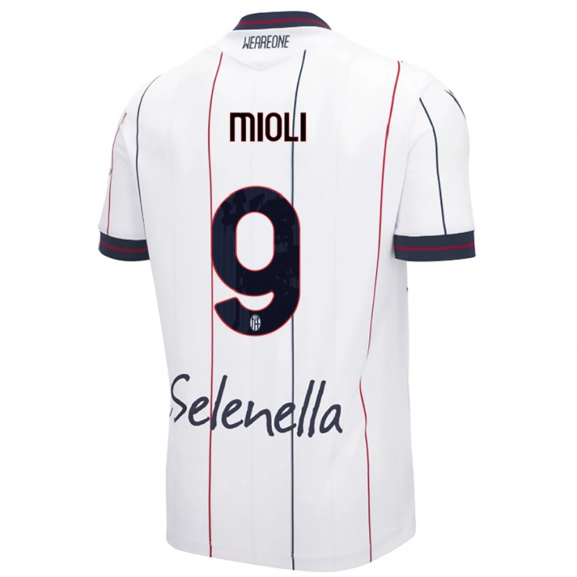 Danxen Uomo Maglia Mattia Mioli #9 Bianco Blu Royal Kit Gara Away 2025/26 Maglietta