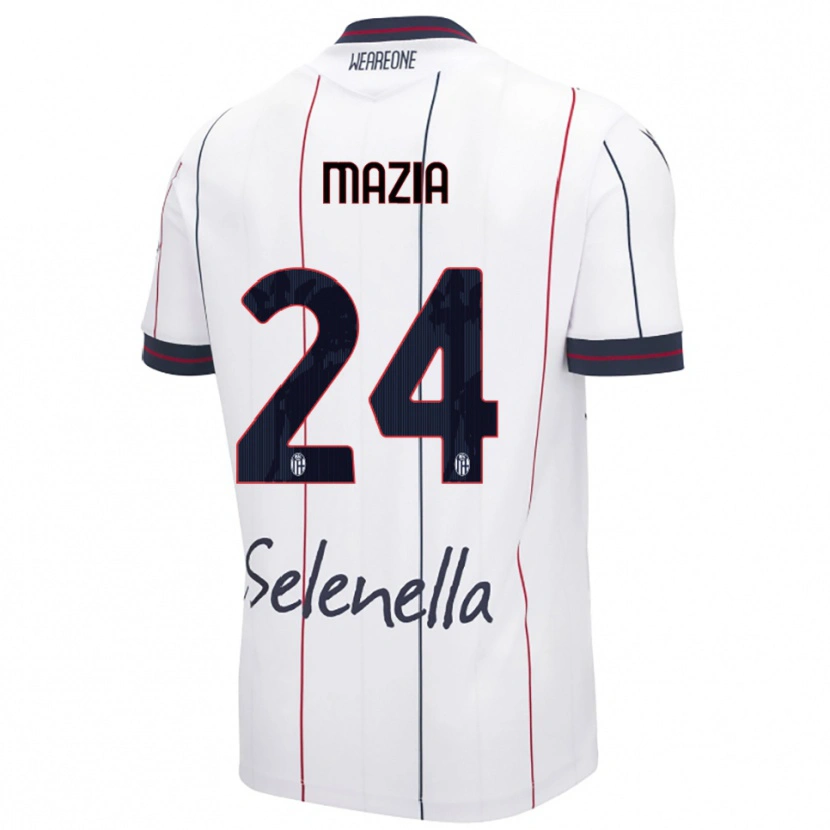 Danxen Uomo Maglia Andrea Mazia #24 Bianco Blu Royal Kit Gara Away 2025/26 Maglietta