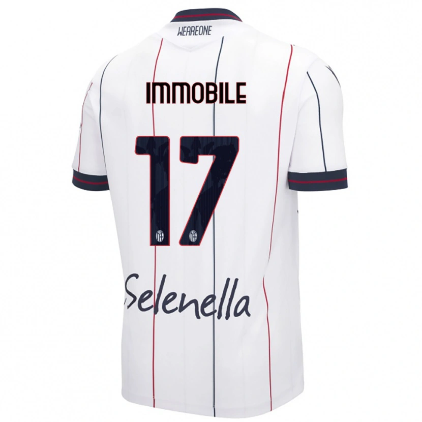 Danxen Uomo Maglia Ciro Immobile #17 Bianco Blu Royal Kit Gara Away 2025/26 Maglietta