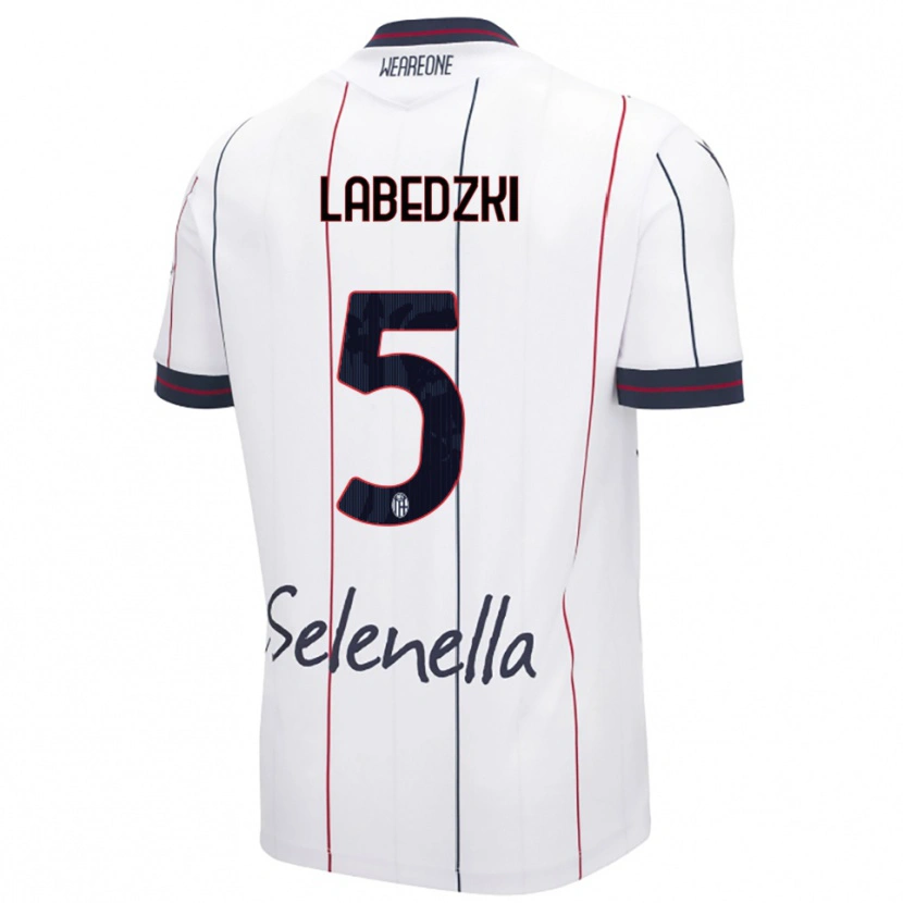 Danxen Uomo Maglia Jan Labedzki #5 Bianco Blu Royal Kit Gara Away 2025/26 Maglietta