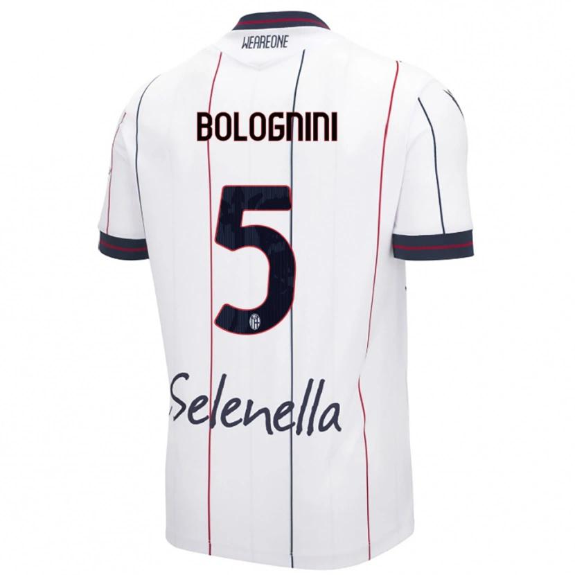 Danxen Uomo Maglia Andrea Bolognini #5 Bianco Blu Royal Kit Gara Away 2025/26 Maglietta
