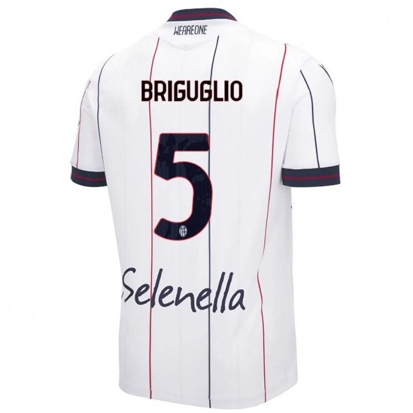 Danxen Uomo Maglia Christian Briguglio #5 Bianco Blu Royal Kit Gara Away 2025/26 Maglietta