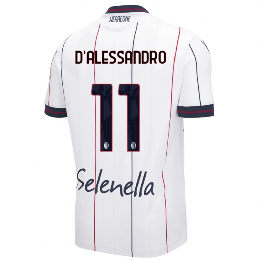 Danxen Uomo Maglia Giuliano D'alessandro #11 Bianco Blu Royal Kit Gara Away 2025/26 Maglietta