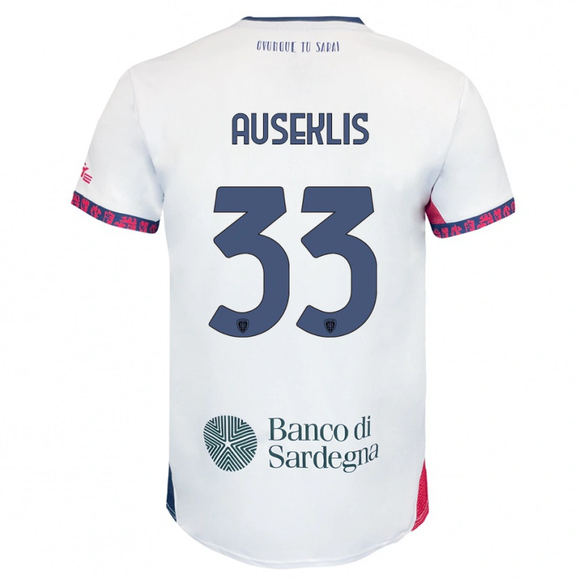 Danxen Uomo Maglia Henrijs Auseklis #33 Bianco Blu Navy Rosso Kit Gara Away 2025/26 Maglietta