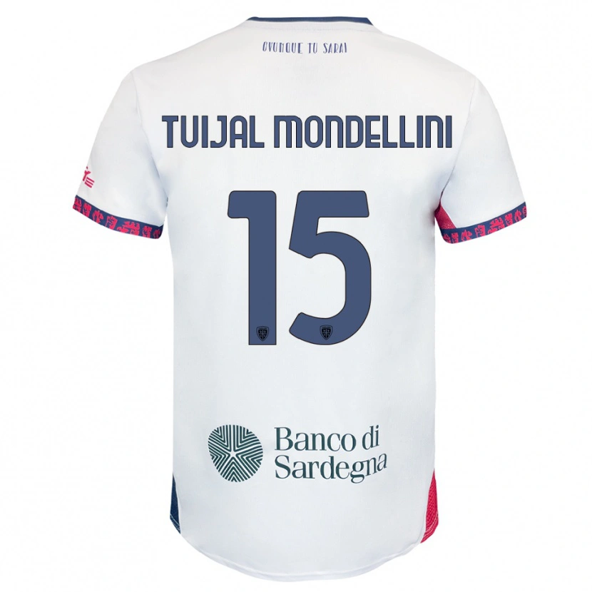 Danxen Uomo Maglia Luca Tuijai Mondellini #15 Bianco Blu Navy Rosso Kit Gara Away 2025/26 Maglietta