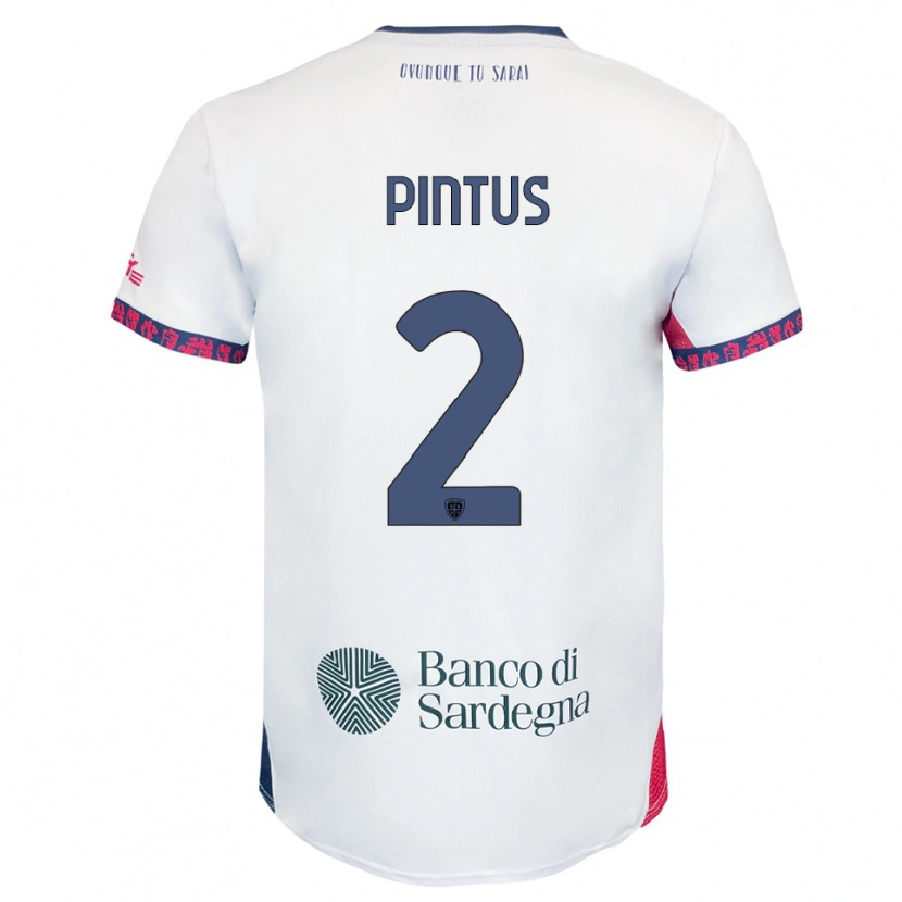 Danxen Uomo Maglia Nicola Pintus #2 Bianco Blu Navy Rosso Kit Gara Away 2025/26 Maglietta