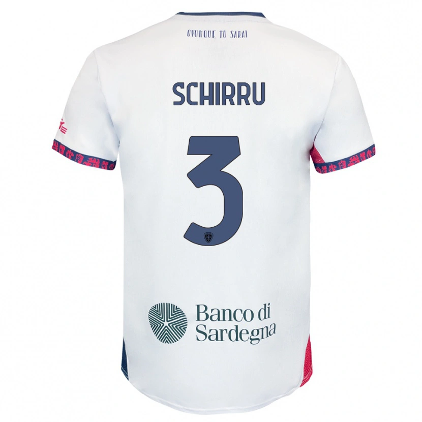 Danxen Uomo Maglia Andrea Schirru #3 Bianco Blu Navy Rosso Kit Gara Away 2025/26 Maglietta