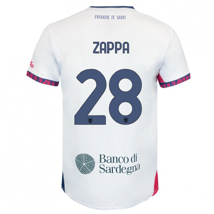 Danxen Uomo Maglia Gabriele Zappa #28 Bianco Blu Navy Rosso Kit Gara Away 2025/26 Maglietta