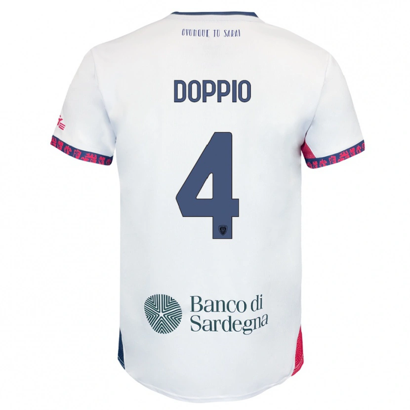 Danxen Uomo Maglia Andrea Doppio #4 Bianco Blu Navy Rosso Kit Gara Away 2025/26 Maglietta