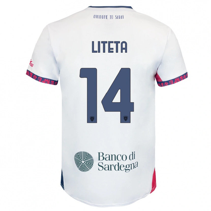 Danxen Uomo Maglia Joseph Liteta #14 Bianco Blu Navy Rosso Kit Gara Away 2025/26 Maglietta