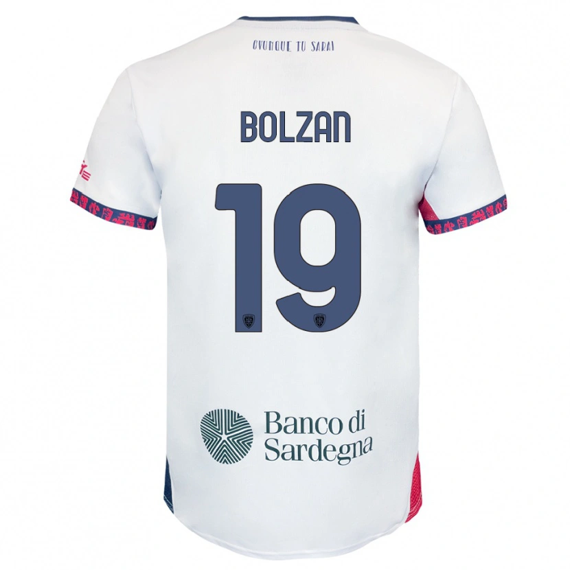 Danxen Uomo Maglia Alessandro Bolzan #19 Bianco Blu Navy Rosso Kit Gara Away 2025/26 Maglietta