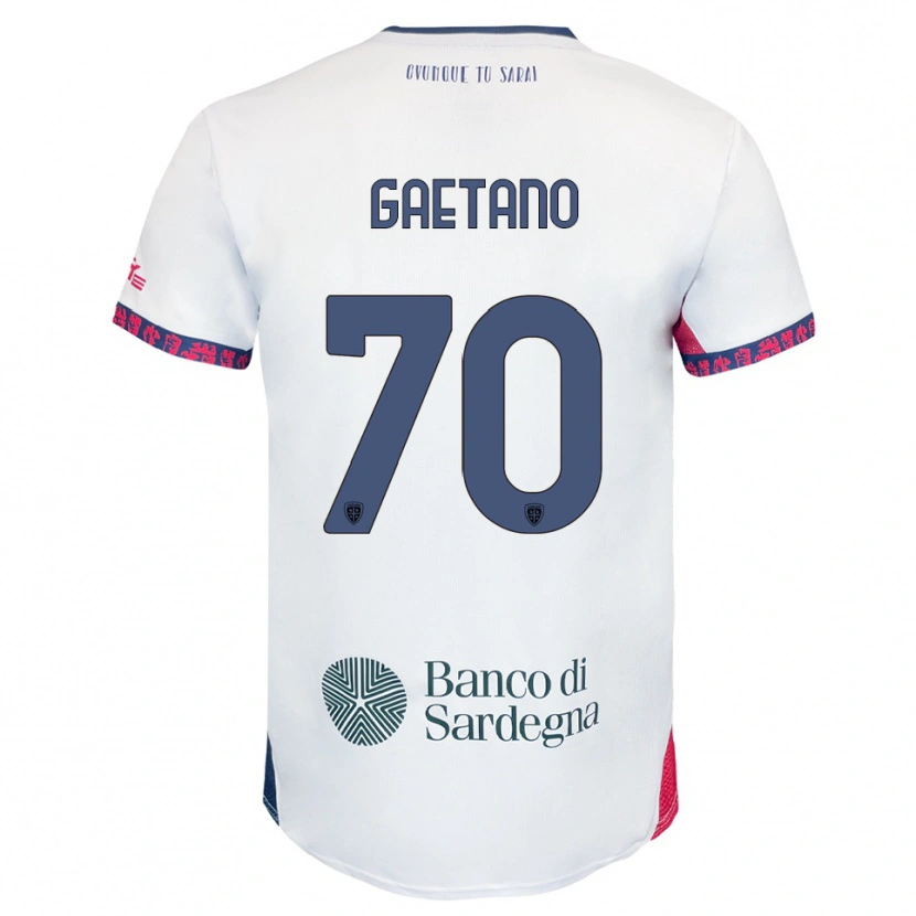 Danxen Uomo Maglia Gianluca Gaetano #70 Bianco Blu Navy Rosso Kit Gara Away 2025/26 Maglietta