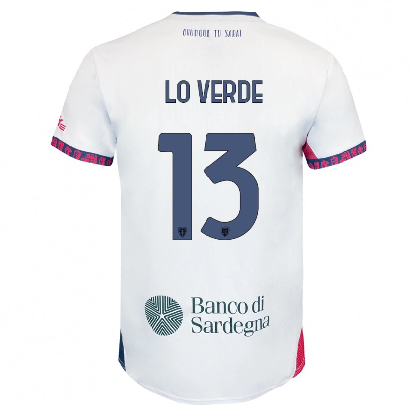 Danxen Uomo Maglia Giuseppe Lo Verde #13 Bianco Blu Navy Rosso Kit Gara Away 2025/26 Maglietta