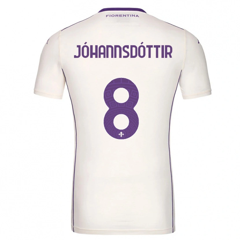 Danxen Uomo Maglia Alexandra Jóhannsdóttir #8 Bianco Viola Rosso Kit Gara Away 2025/26 Maglietta