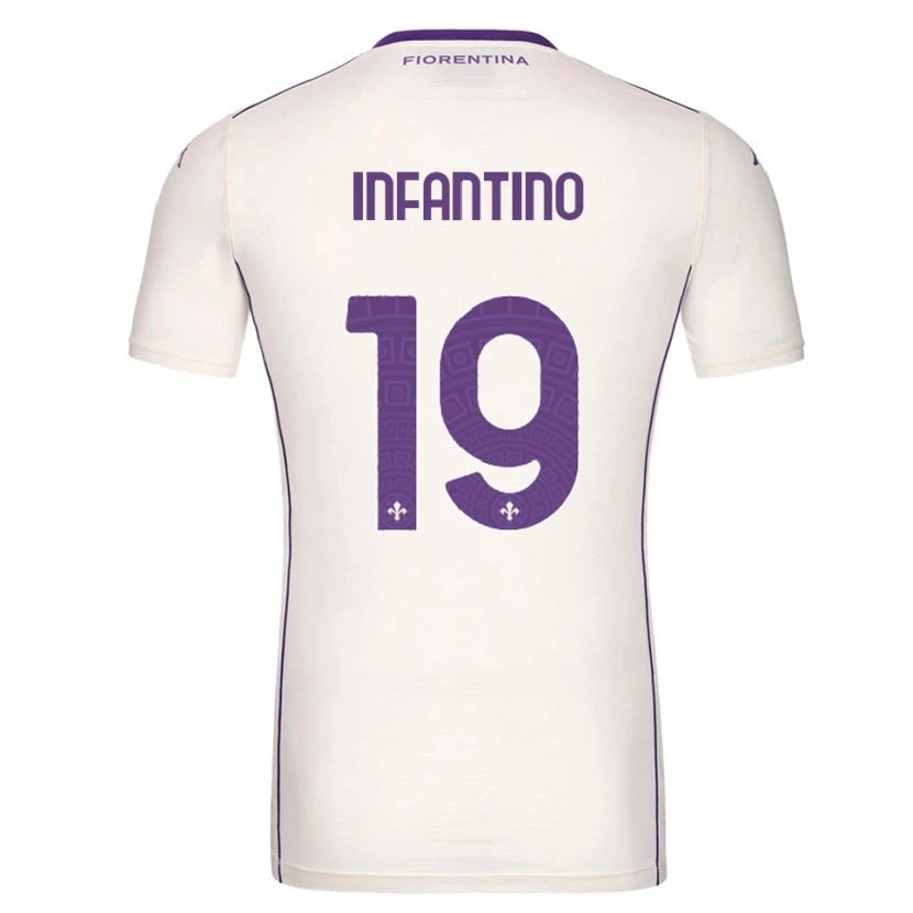 Danxen Uomo Maglia Gino Infantino #19 Bianco Viola Rosso Kit Gara Away 2025/26 Maglietta