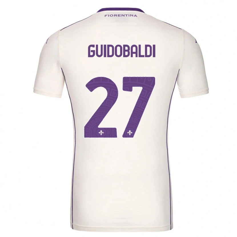 Danxen Uomo Maglia Filippo Guidobaldi #27 Bianco Viola Rosso Kit Gara Away 2025/26 Maglietta