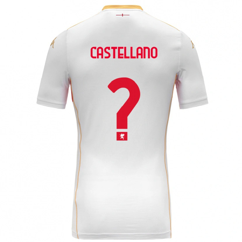 Danxen Uomo Maglia Cristiano Castellano #0 Bianco Rosso Kit Gara Away 2025/26 Maglietta