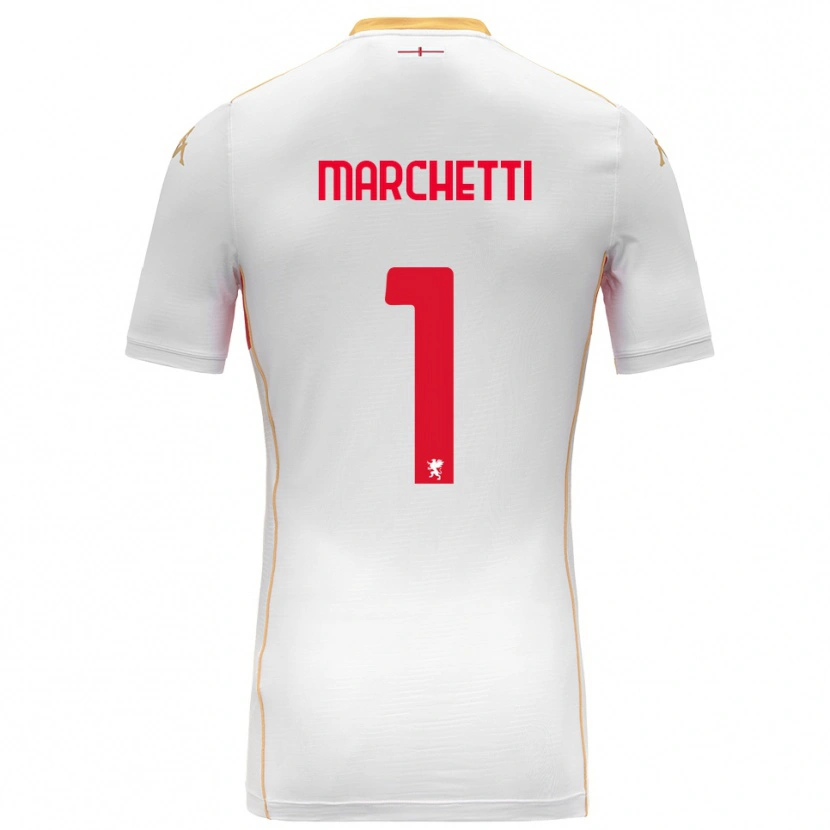 Danxen Uomo Maglia Lisa Marchetti #1 Bianco Rosso Kit Gara Away 2025/26 Maglietta
