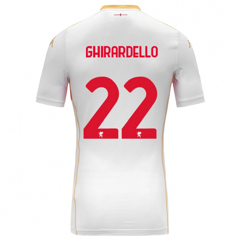 Danxen Uomo Maglia Tommaso Ghirardello #22 Bianco Rosso Kit Gara Away 2025/26 Maglietta