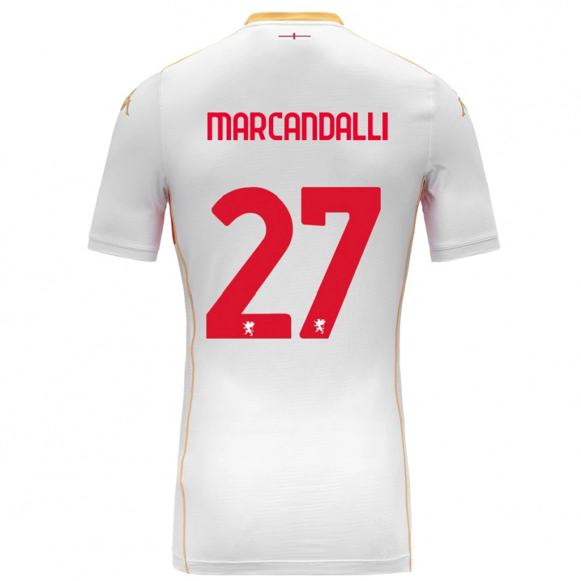 Danxen Uomo Maglia Alessandro Marcandalli #27 Bianco Rosso Kit Gara Away 2025/26 Maglietta