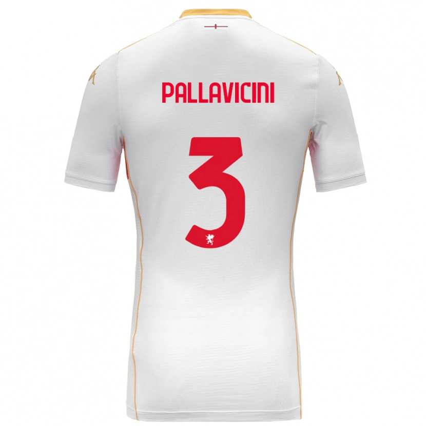 Danxen Uomo Maglia Matteo Pallavicini #3 Bianco Rosso Kit Gara Away 2025/26 Maglietta