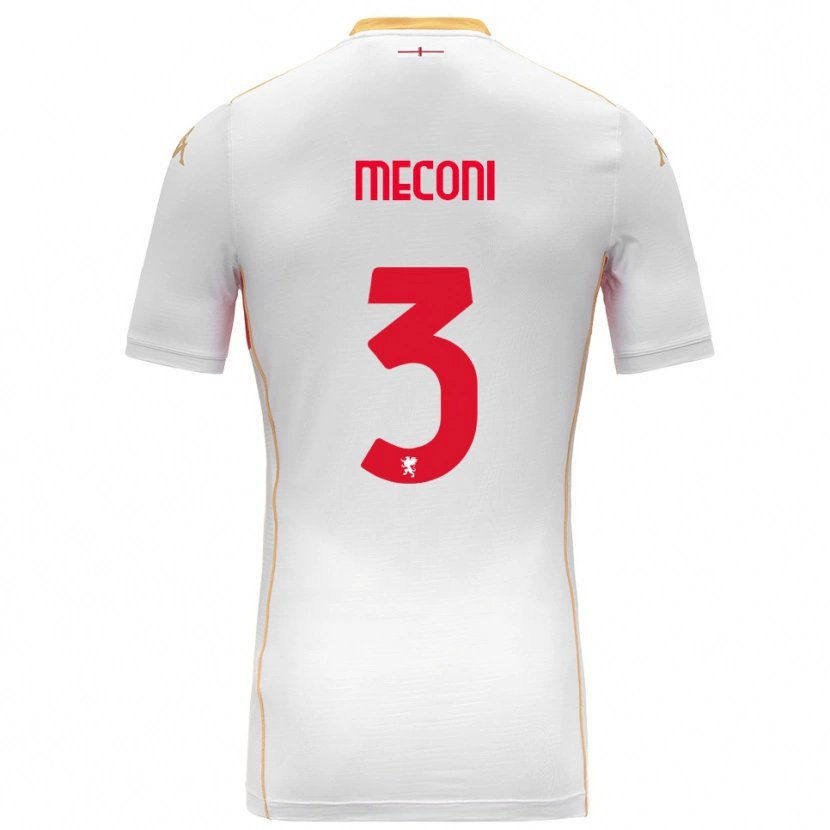 Danxen Uomo Maglia Edoardo Meconi #3 Bianco Rosso Kit Gara Away 2025/26 Maglietta