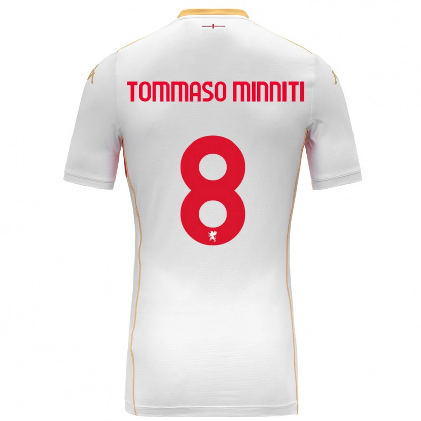 Danxen Uomo Maglia Giovanni Tommaso Minniti #8 Bianco Rosso Kit Gara Away 2025/26 Maglietta