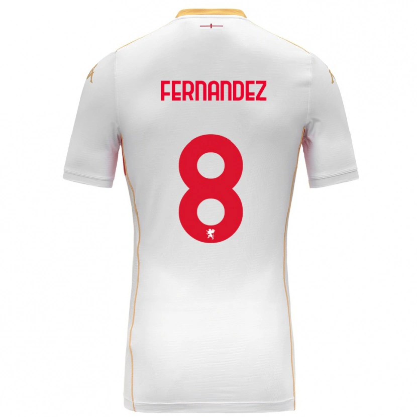 Danxen Uomo Maglia Maria Fernandez #8 Bianco Rosso Kit Gara Away 2025/26 Maglietta