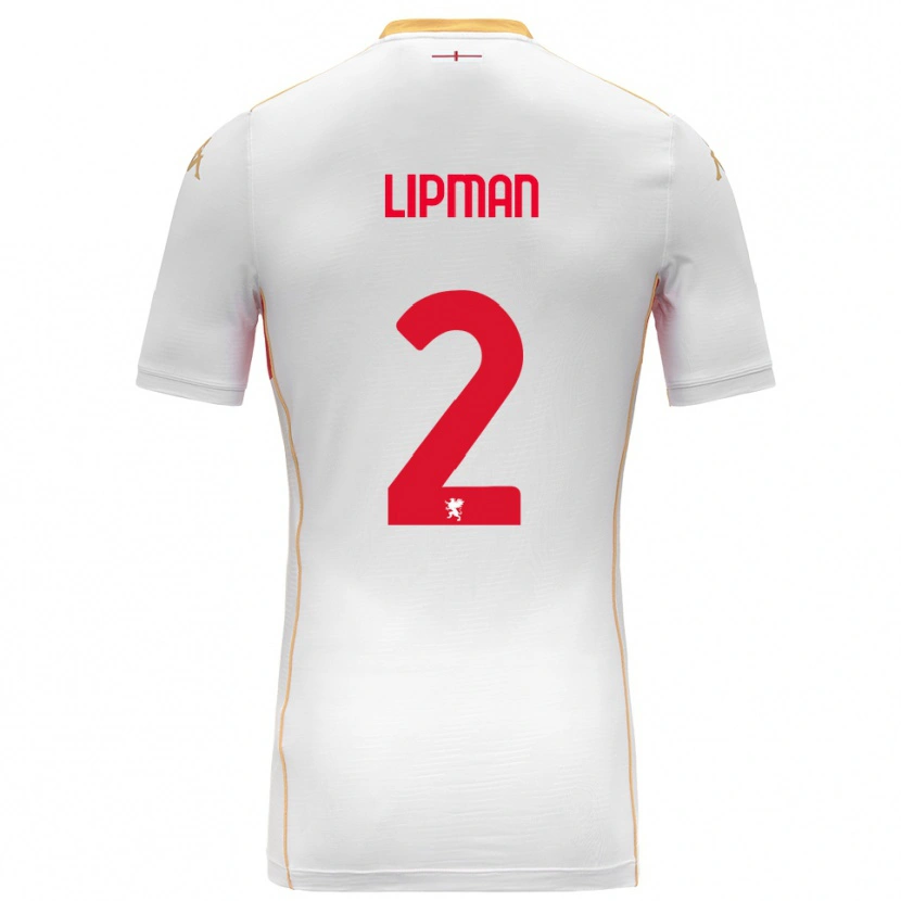 Danxen Uomo Maglia Emma Lipman #2 Bianco Rosso Kit Gara Away 2025/26 Maglietta