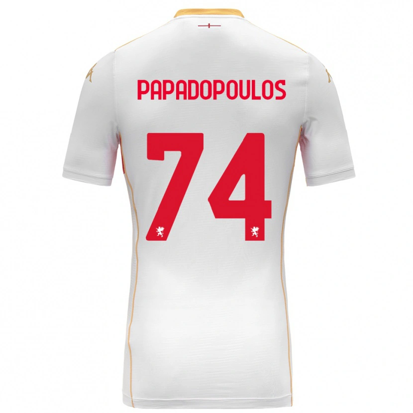 Danxen Uomo Maglia Christos Papadopoulos #74 Bianco Rosso Kit Gara Away 2025/26 Maglietta