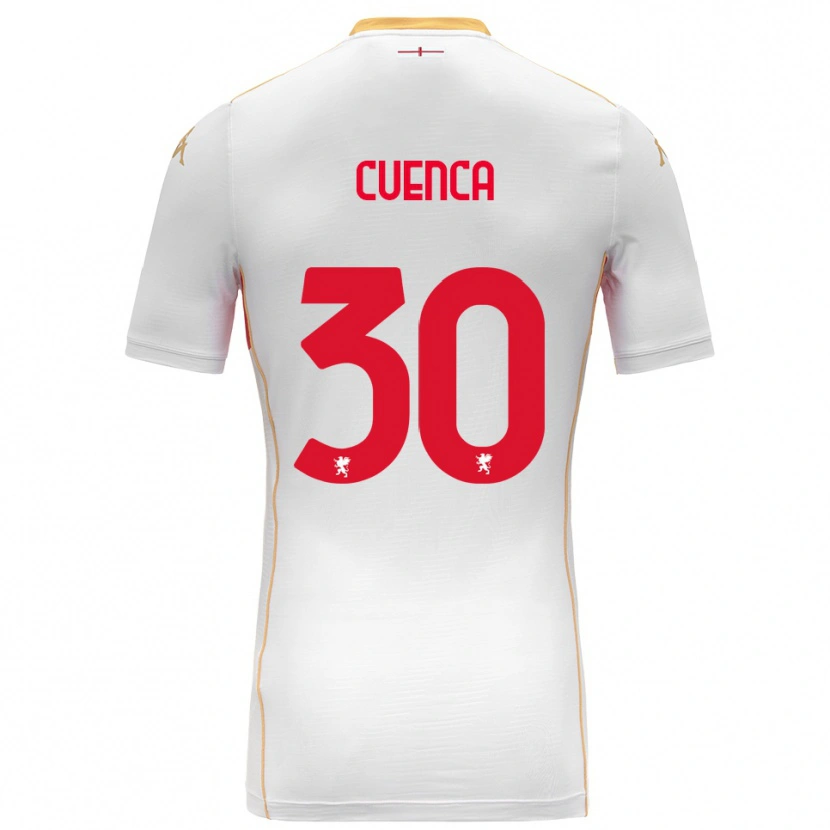 Danxen Uomo Maglia Hugo Cuenca #30 Bianco Rosso Kit Gara Away 2025/26 Maglietta