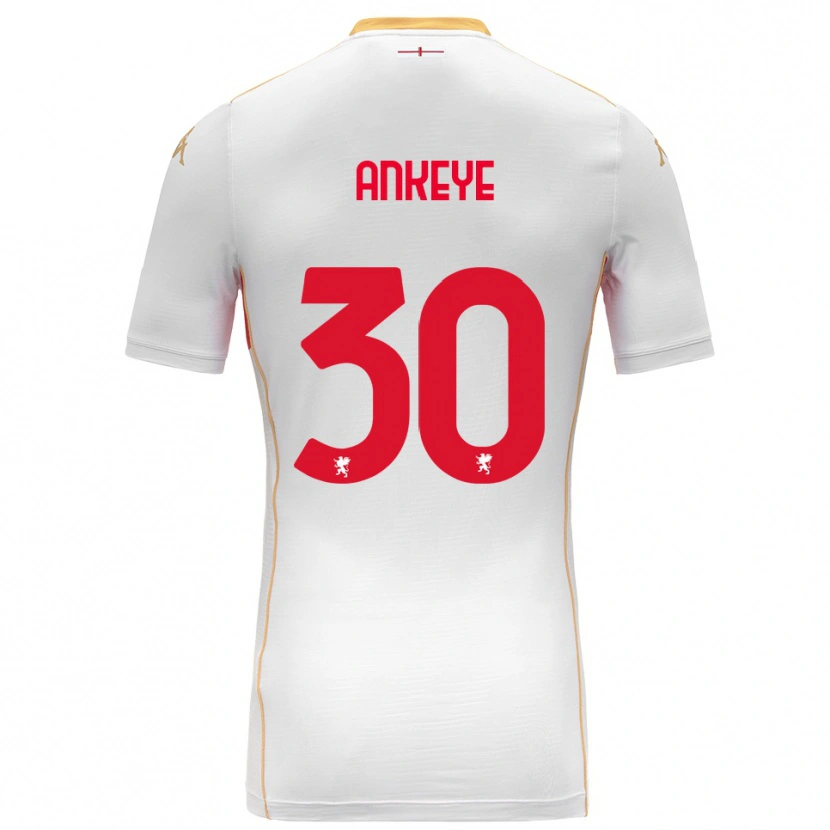 Danxen Uomo Maglia David Ankeye #30 Bianco Rosso Kit Gara Away 2025/26 Maglietta